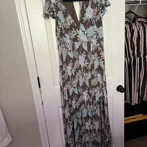 Torrid Brown and Blue Floral Walkthrough Maxi Romper